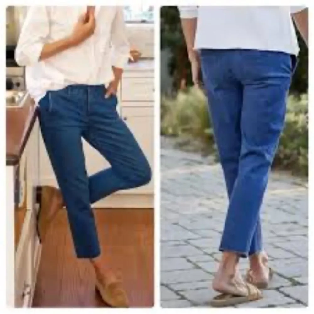 FRANK & EILEEN Wicklow 1977 Blue Denim Wash Italian Performance Denim NWT 0 $298